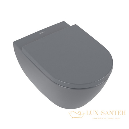 унитаз подвесной villeroy&boch subway 2.0, 5614r0i4, graphite ceramicplus, directflush, графит матовый  