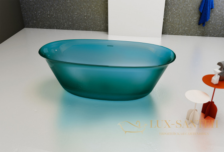ванна свободностоящая прозрачная abber kristall at9707aquamarin, 170х75х55h см, бирюзовый глянцевый