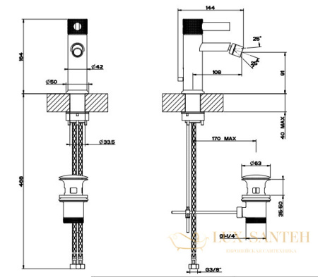 смеситель gessi inciso- 58007.031 для биде, хром