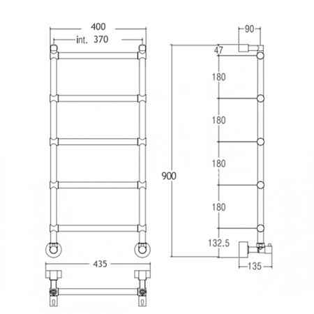 полотенцесушитель водяной margaroli sole 442-5 4423705gon, высота 90 см, ширина 43.5 см, золото