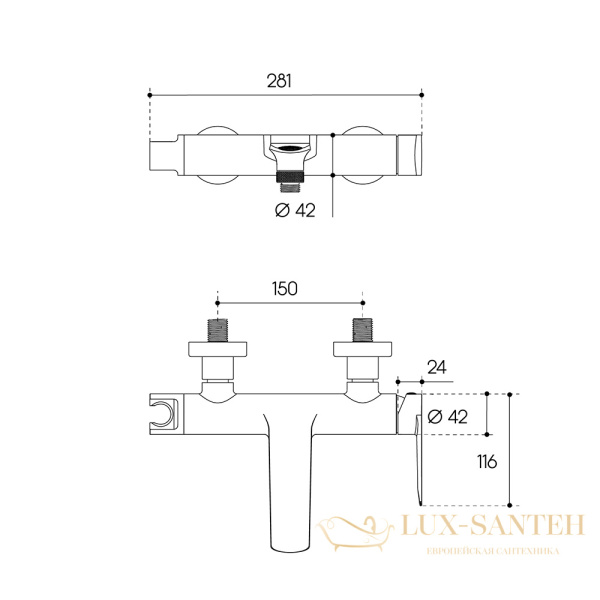 смеситель для ванны aqueduto linha lin0645, оружейная сталь