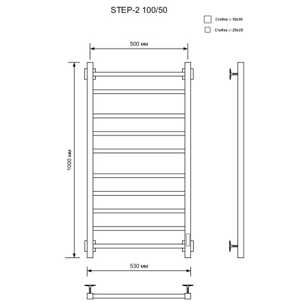 полотенцесушитель электрический кабельный ника step-2 100/50 ral9005 черный матовый u