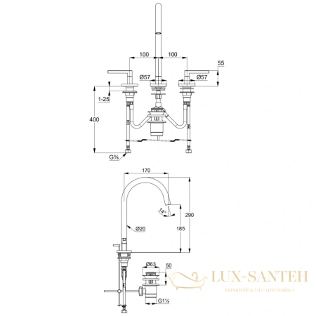 смеситель для раковины kludi nova fonte puristic 201433915 с донным клапаном, черный матовый