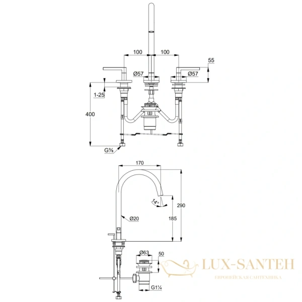 смеситель для раковины kludi nova fonte puristic 201433915 с донным клапаном, черный матовый