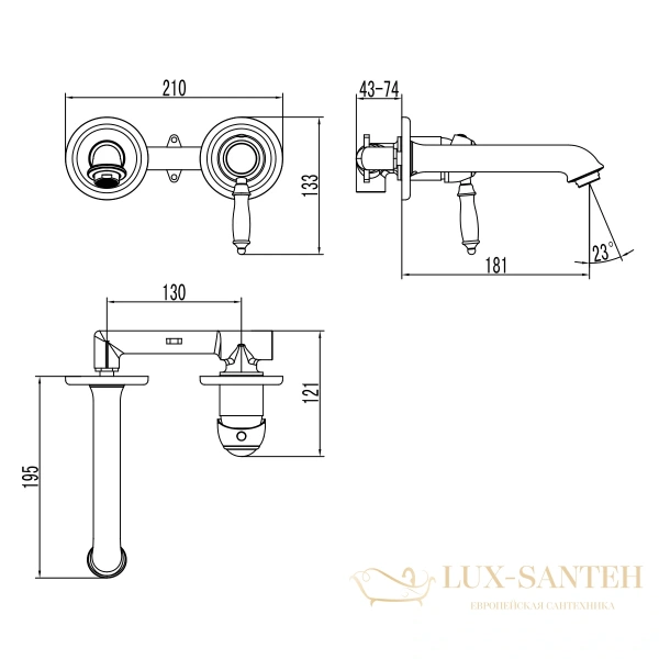 смеситель для умывальника lemark villa lm4826b встраиваемый, с донным клапаном клик-клак, бронза