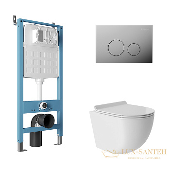 комплект aqueduto aqds091t, инсталляция tecnica novo, панель смыва circulo, хром, унитаз ovo, сиденье микролифт, белый 