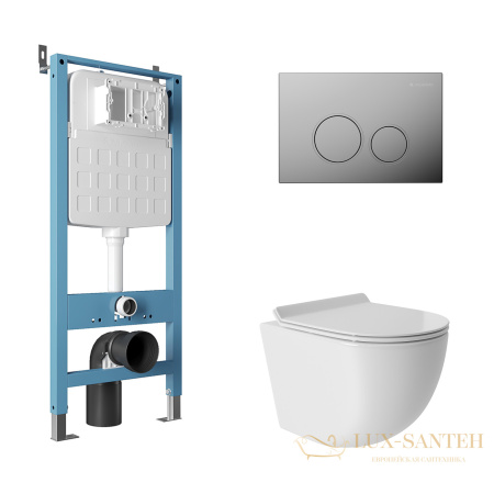 комплект aqueduto aqds091t, инсталляция tecnica novo, панель смыва circulo, хром, унитаз ovo, сиденье микролифт, белый 