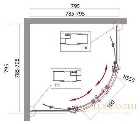 душевой уголок belbagno uno uno-195-r-2-80-p-cr 80х80 см профиль хром, стекло рифленое 