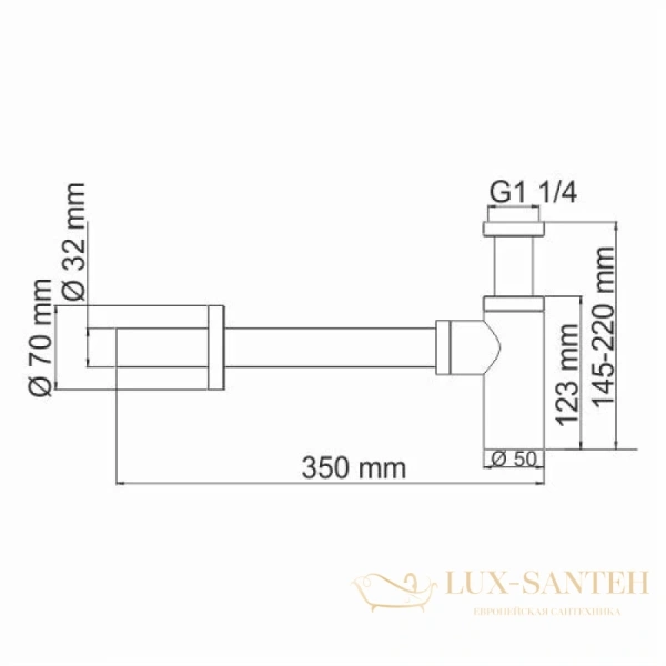 сифон wasserkraft mindel a150 для раковины, белый