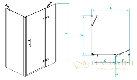 душевой уголок rgw passage 410877128-084r pa-77-1b r 120x80, профиль черный, стекло прозрачное