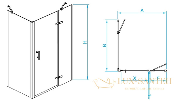 душевой уголок rgw passage 410877108-084r pa-77-1b r 100x80, профиль черный, стекло прозрачное