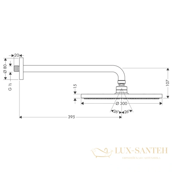 верхний душ hansgrohe raindance s 300 air 1jet хром 26601000