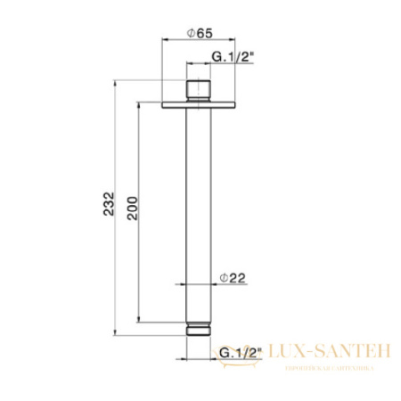 держатель верхнего душа 200 мм, cisal xion ds013561d1, потолочный, нержавеющая сталь