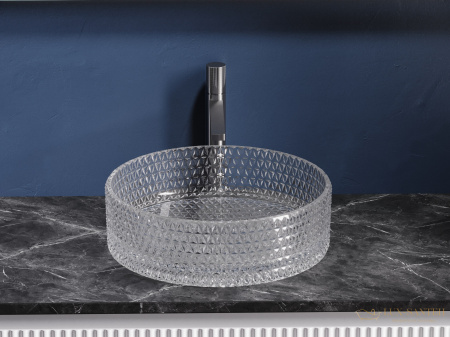 умывальник чаша накладная круглая прозрачная, ceramica nova cristal 360*360*112мм cn6062