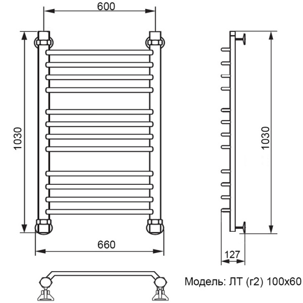 полотенцесушитель ника trapezium лт (г2) 100/60, цвет хром