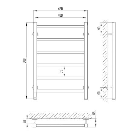 полотенцесушитель с/т laris феличия чкч п6 400/600 левый тэн черный 73207610