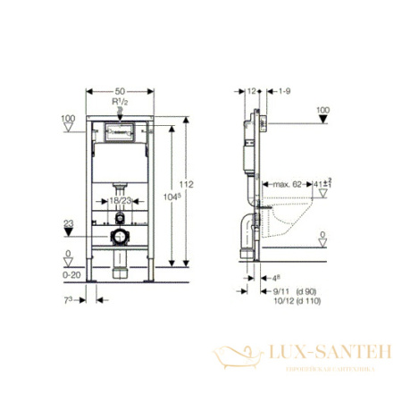 инсталляция для подвесного унитаза geberit duofix up100 458.103.00.1