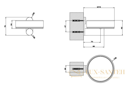 мыльница gessi 316 accessories 54701.727 подвесная, brushed brass pvd/белый