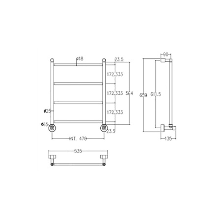 полотенцесушитель водяной margaroli mini 3-482 34824704db, 65,9х53,5, черный матовый