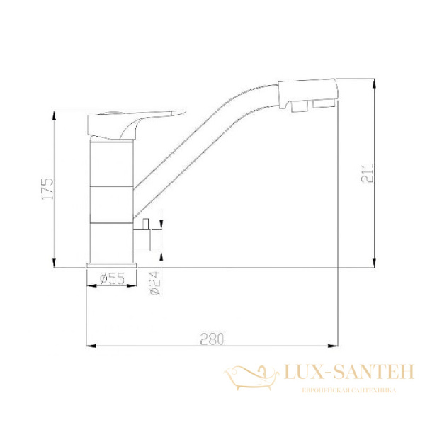 смеситель zorg steel hammer sh321blackbr для кухни, черный