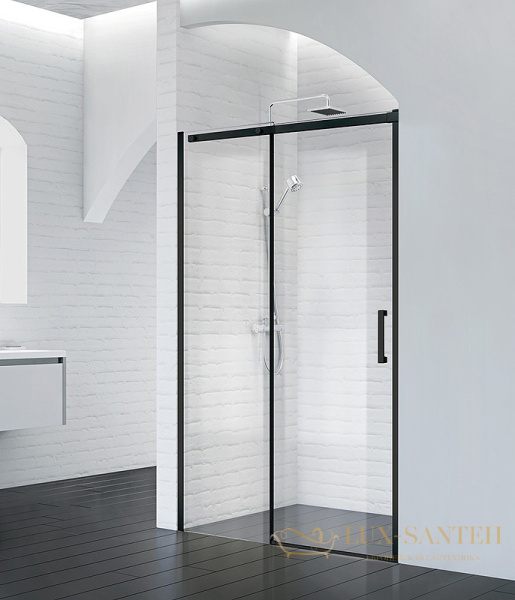 душевая дверь belbagno acqua acqua-bf-1-150-c-nero 150 см профиль черный, стекло прозрачное