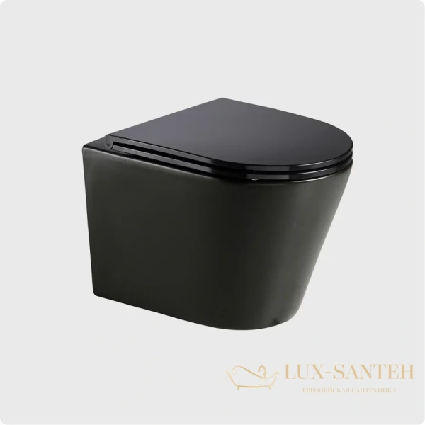 унитаз подвесной безободковый aquame aqm2001mb, с быстросъемным сиденьем softclose, черный матовый