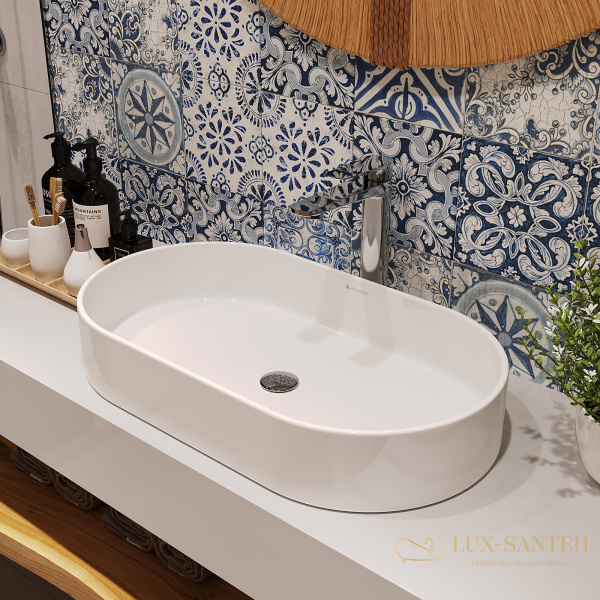 раковина накладная aqueduto espiral, esp0210, овальная 390*600, белый глянцевый