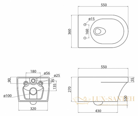 подвесной унитаз cezares duet czr-2462-th-tor без сиденья, белый