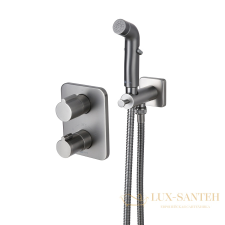 гигиенический душ lemark bronx lm3740gm, со встроенным термостатическим смесителем, графит
