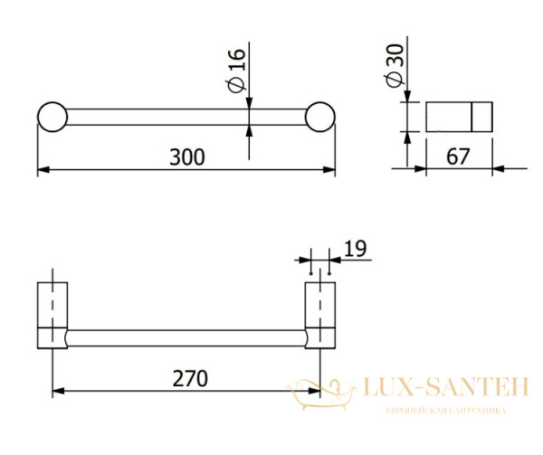 полотенцедержатель 300 мм, kludi vela r, 5896205, хром глянцевый