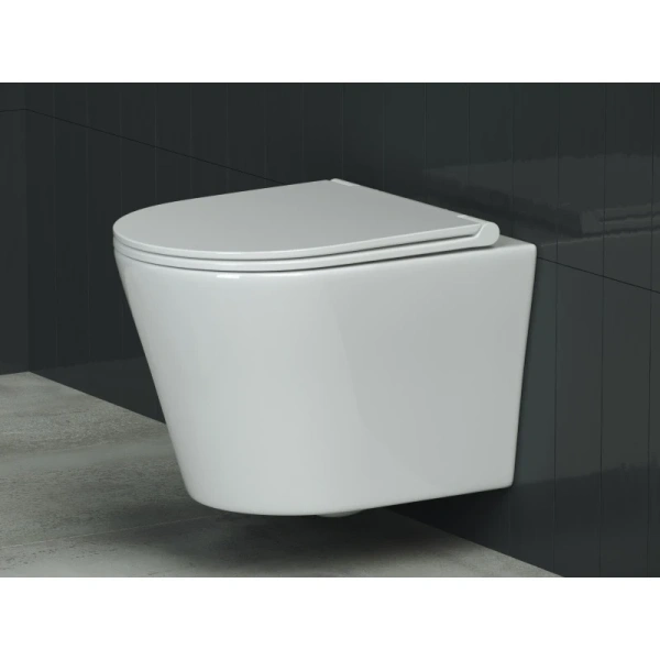 подвесной безободковый унитаз ceramica nova forma cn3011 с сиденьем микролифт, белый