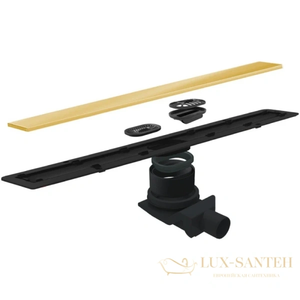 душевой канал bettoserb confluo frameless gold line 13701221 550 мм 2 в 1 с основой под плитку, золотой