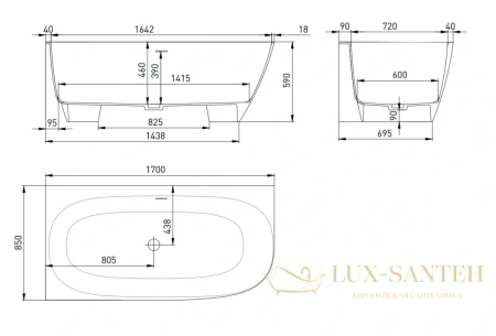 ванна salini sofia 102524m s-stone 170x85 см, белый