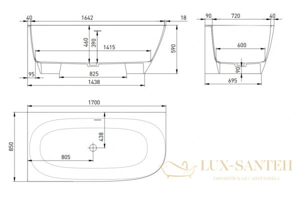 ванна salini sofia 102524m s-stone 170x85 см, белый