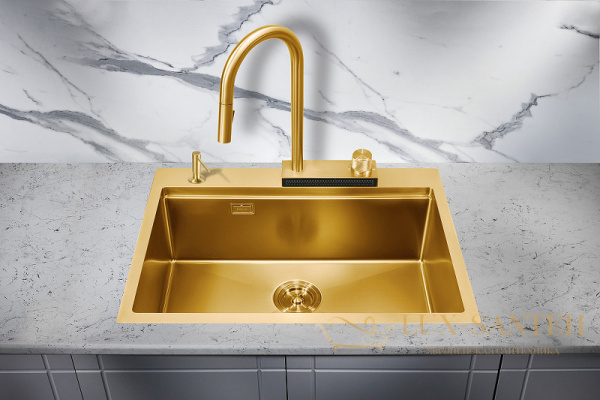 кухонная мойка milacio denia mc.77418 68 см, золото