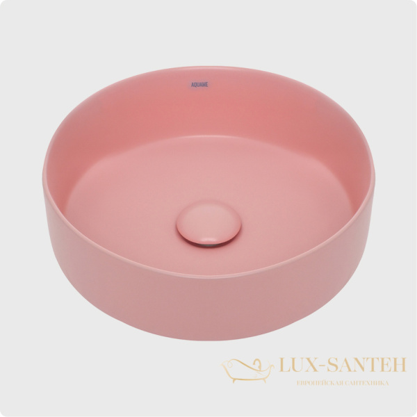 раковина накладная aquame aqm5012mp, 355 мм, розовый матовый