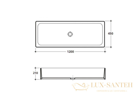 раковина хозяйственная hatria specials yn0501, 120.5х45 см, без отверстия для смесителя, без перелива, белый глянцевый