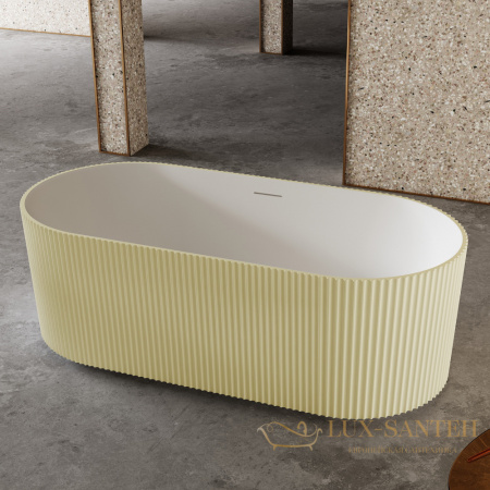 ванна свободностоящая из искусственного камня abber stein as9601ms, 170х75х55h см, желтый матовый/белый матовый 
