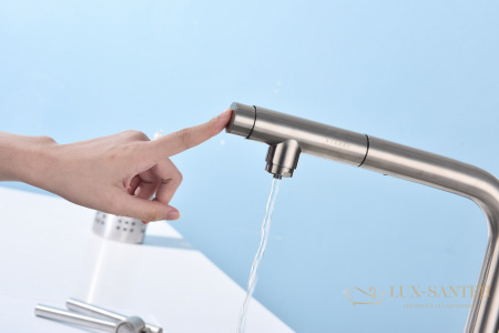 смеситель для кухни под фильтр с выдвижным изливом paulmark viper vi213105-ni, никель