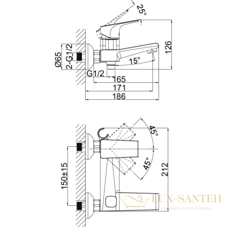 смеситель d&k rhein.hertz da1293201 для ванны, хром