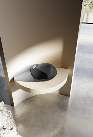 раковина накладная прозрачная abber kristall at2806onyx, 43х43 см, черный