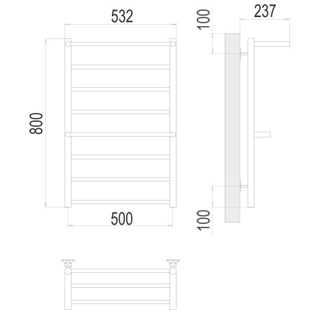 полотенцесушитель водяной terminus анкона 4670078529978 п8 500х800