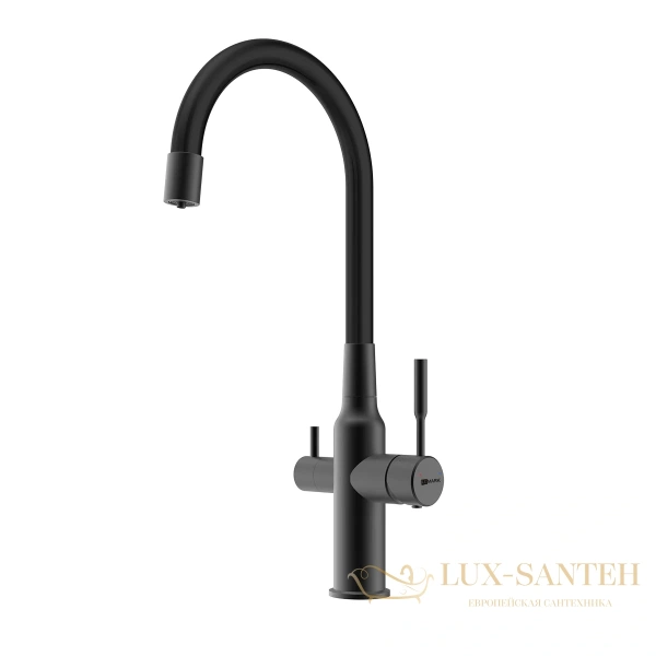 смеситель для кухни lemark expert lm5083bl-black, с гибким изливом и подключением к фильтру с питьевой водой, черный матовый