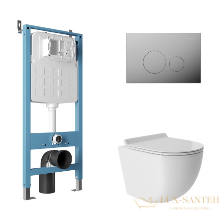 комплект aqueduto aqds169t, инсталляция tecnica novo, панель смыва circulo novo, хром, унитаз ovo, сиденье микролифт, белый 