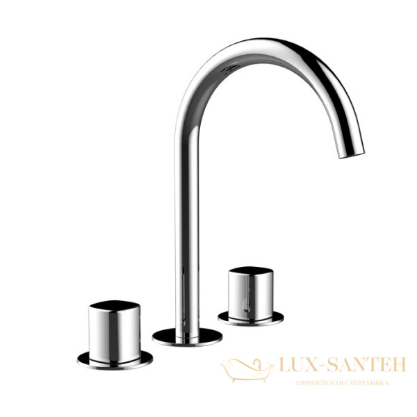 смеситель для раковины, fantini lame, 24 02 m406, 3 отв., с нажимн. донным клапаном, излив 183мм, хром