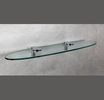 стеклянная полка colombo design luna b0130 72 см в комплекте с держателями, хром - стекло