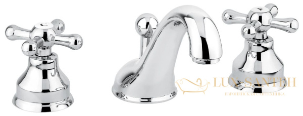 смеситель для раковины emmevi deco classic 12033/co с донным клапаном на 3 отверстия, хром-золото