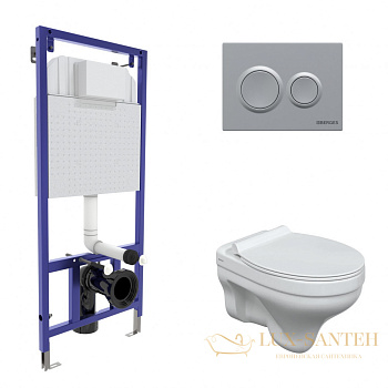 комплект berges  043317: подвесной унитаз floe с системой инсталляции novum 525 и панелью смыва, хром матовый