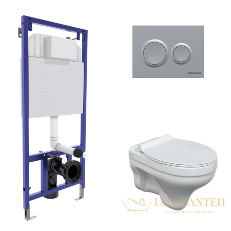 комплект berges  043317: подвесной унитаз floe с системой инсталляции novum 525 и панелью смыва, хром матовый