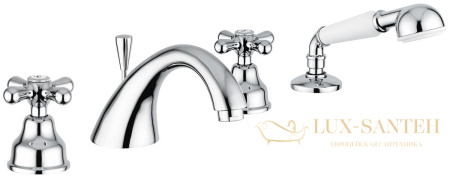 смеситель с ручным душем emmevi deco classic 12120/cr на борт ванны 4 отверстия, хром
